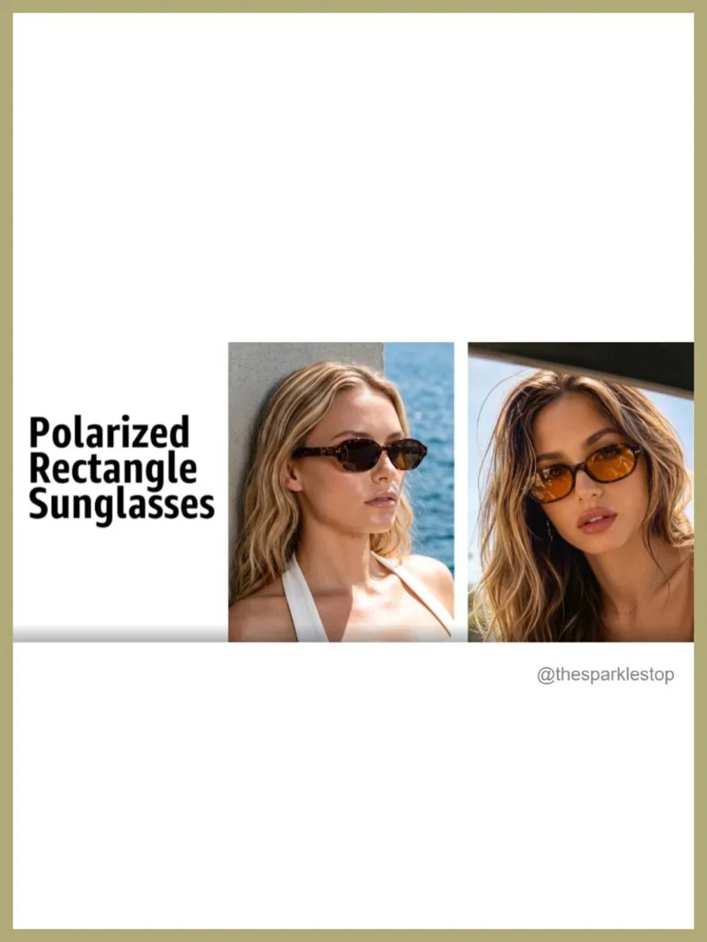 Retro Y2K Rectangular Polarized Sunglasses UV400 Protection Lightweight Plastic